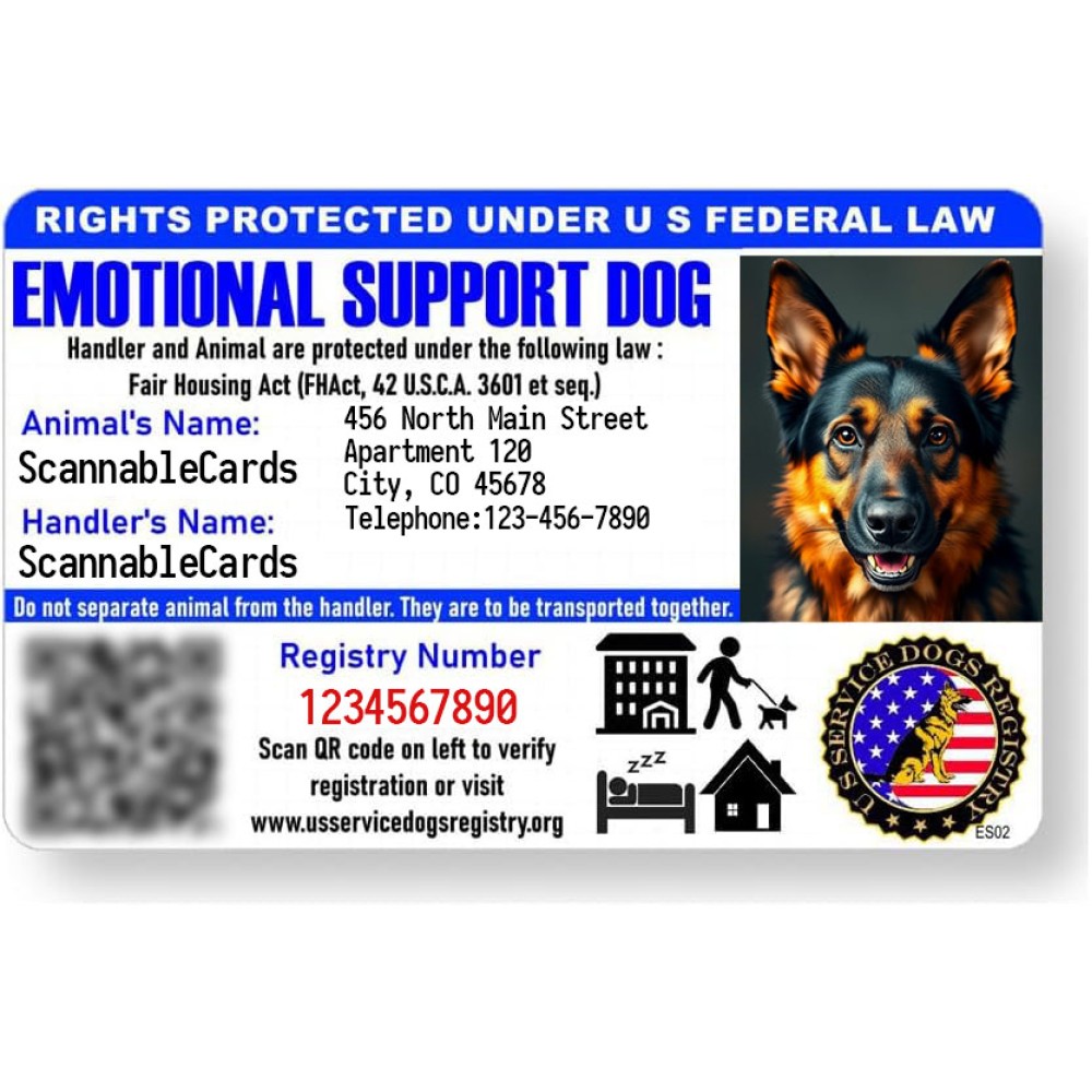 Custom Emotional Support ID Card with QR Code and Holograph Custom Emotional Support ID Card with QR Code and Holograph
