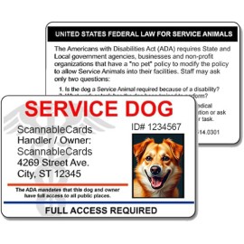 Service Dog Custom Plastic ID Card
