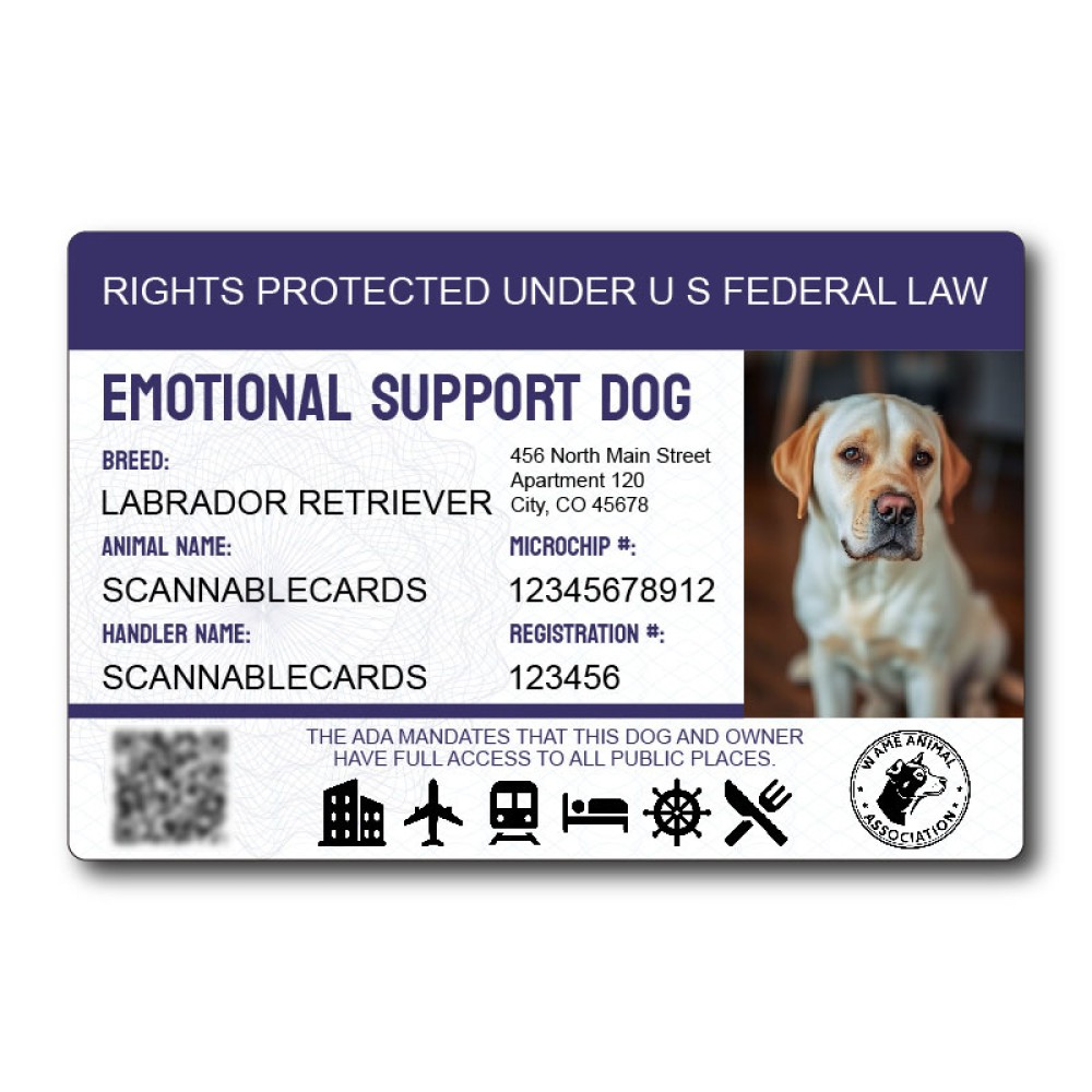 Custom Scannable Service Dog ID Card Custom Scannable Service Dog ID Card