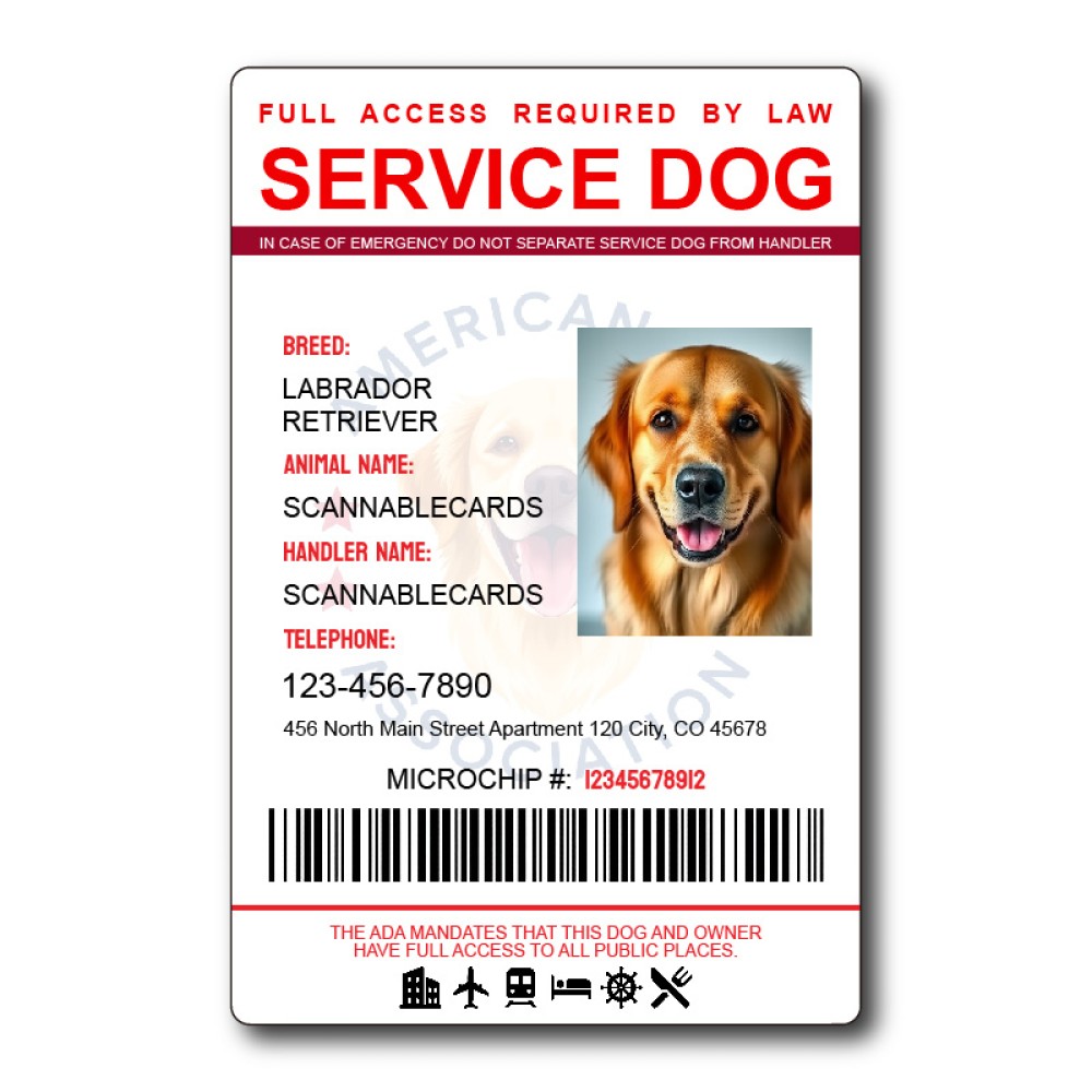 Customizable Service Animal ID with QR Code Customizable Service Animal ID with QR Code