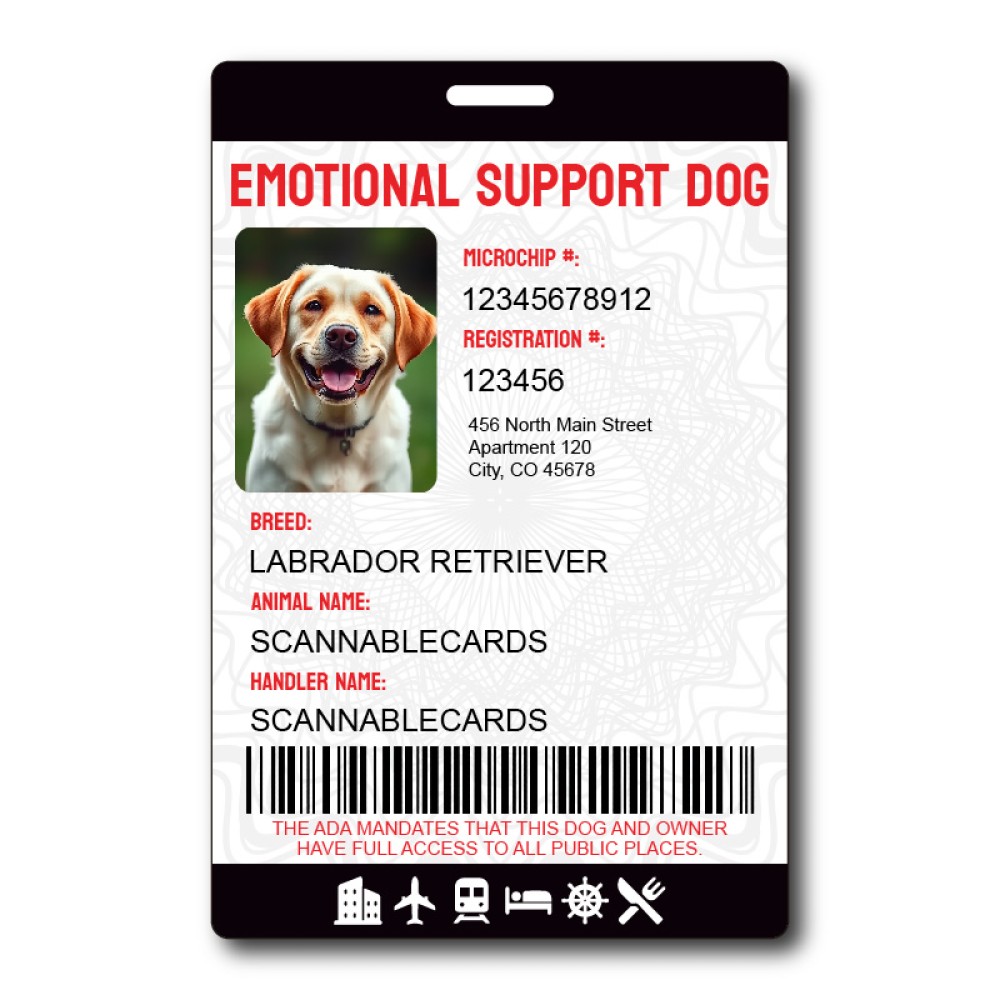 Personalized Emotional Support Dog ID Card Personalized Emotional Support Dog ID Card